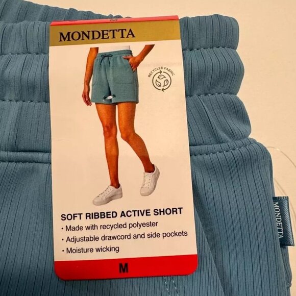 Mondetta Womens Midweight Blue Ribbed Scuba Short NWT - Picture 4 of 11